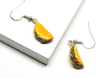Pendientes colgantes de taco / Joyería artesanal de comida mexicana