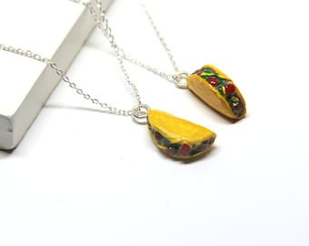 Best Friend Taco Necklace Set | Friendship Jewelry for Taco Lovers, Matching Couples Necklace, Colorful Mexican Food Jewelry, Foodie Gift
