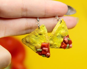 Salsa and Chip Earrings | Mexican food dangle earrings, Handmade Food Jewelry, Hypoallergenic and Lead Free