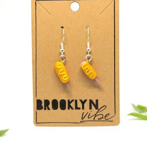 Corn dog Earrings Food earrings, carnival food jewelry, Hypoallergenic and Lead Free image 2