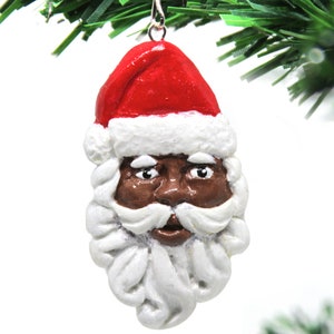 Black Santa Ornament | Christmas ornaments, Inclusive African American diversity gift for family
