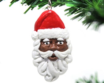 Black Santa Ornament / Adornos navideños 2023, regalo de diversidad afroamericana para la familia