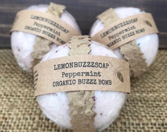 Organic PEPPERMINT Bath Bombs+Organic Bath Fizzy+Gift For Her+Gift For Him+Vegan Bath Bomb+Organic Bath Bomb+Healthy+Fizzies