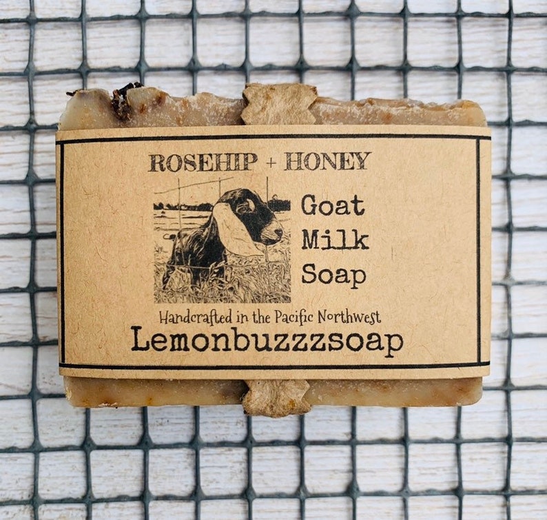 Rosehip & Honey Goat Milk SoapNatural SkincareHandmade Clean SoapEcofriendly Gift For HerHandmade On The FarmOld Fashioned Soap image 1