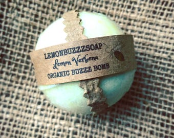 Organic Lemon Verbena Bath Bomb+Organic Bath Fizzy+Gift For Her+Gift For Him+Vegan Bath Bomb+Organic Bath Bomb+Chemical Free+Fizzies