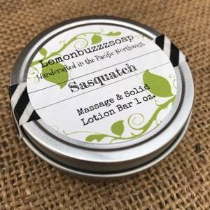 Sasquatch+Massage Bar+Solid Lotion Bar+Gift For Her+Gift For Him+Solid Lotion+Ecofriendly+Chemical Free+Healthy+Natural Lotion Bar+Wellness