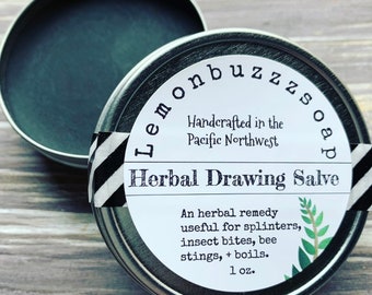 Herbal Drawing Salve+Drawing Balm+Bee Stings+Splinters+Health+Wellness+Herbal Salve+Ecofriendly+Black Salve+Herbal Ointment+Herbal Balm
