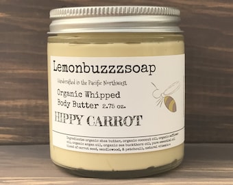 Hippy Carrot+Organic Whipped Body Butter+Vegan Body Butter+Organic Skin Care+Body Butter+Natural Skin Cream+Shea Body Butter+Green Beauty