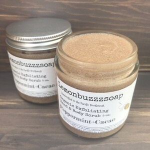 Organic Peppermint+Cacao Sugar Scrub+Exfoliating+Organic Scrub+Healthy+Handcrafted & Natural+Exfoliation+Gift For Her+Gift For Him