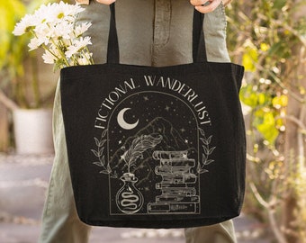 Fictional Wanderlust Tote Bag Bookcore Bag Bookish Tote Poet Tote Poetry Bag