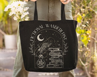 Fictional Wanderlust Tote Bag Bookcore Bag Bookish Tote Poet Tote Poetry Bag