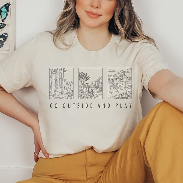 Go Outside and Play Shirt Pine Tree Shirt Hiking Shirt Granola Girl Shirt Camping Shirt Adventure Shirt Outdoorsy Shirt Road Trip Shirt