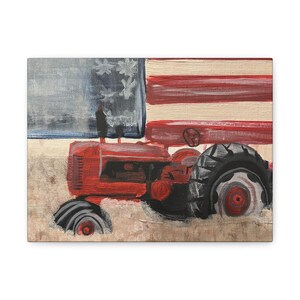 Rustic Farmhouse Canvas Art, Vintage Tractor Wall Decor, Americana Home Decor, Country Living Gift, Rustic Farmhouse Style
