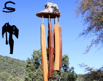 Natural Wooden Wind Chimes "Rodeo" - Burned wood from Rodeo-Chediski wildfire oak black walnut aligator juniper Emory oak rustic porch