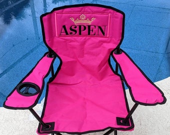 Regalo personalizado para niños pequeños - Silla plegable con monograma - Silla de camping - Silla deportiva - Regalo de cumpleaños para exteriores - Glamping