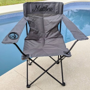 Mobiliario de exterior personalizado para campamento - Silla plegable monogramada para adultos - Regalo de Navidad personalizado - Silla de exterior personalizada - Regalo de cumpleaños