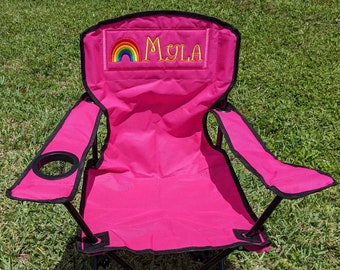 Regalo personalizado para niños pequeños - Silla plegable para niños con monograma - Silla de campamento para niños - Silla deportiva - Nombre del regalo de cumpleaños al aire libre - Glamping
