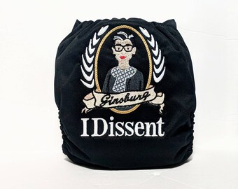 Ruth Bader Ginsburg Geborduurde Doek Luier - RBG One Size Luier - Pocket Luier - AIO - Cover - Liberale Baby - Sociale Rechtvaardigheid - Ik verschil van mening
