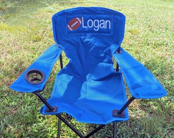 Personalized Gift Toddler - Monogrammed Kids Folding Chair - Children Camp Chair - Sports Chair - Kids Outdoor Birthday - Football Chair