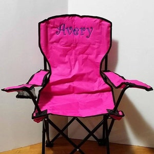 Personalized Camping Gift Toddler Monogrammed Kids Folding Chair Children Camping Chair Kids Sports Chair Outdoor Birthday Present Pink Chair