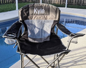 Muebles de exterior personalizados de gran tamaño para camping, silla plegable con monograma para adultos, silla de camping, silla deportiva, silla de exterior personalizada, regalo para hombre
