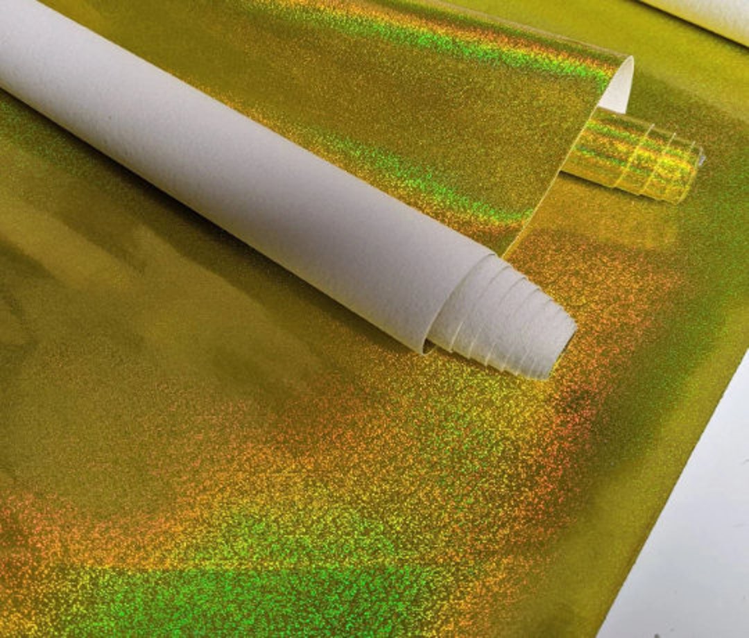 Yellow Sparkle Holographic Vinyl Embroidery Vinyl Canvas Backed Fabric