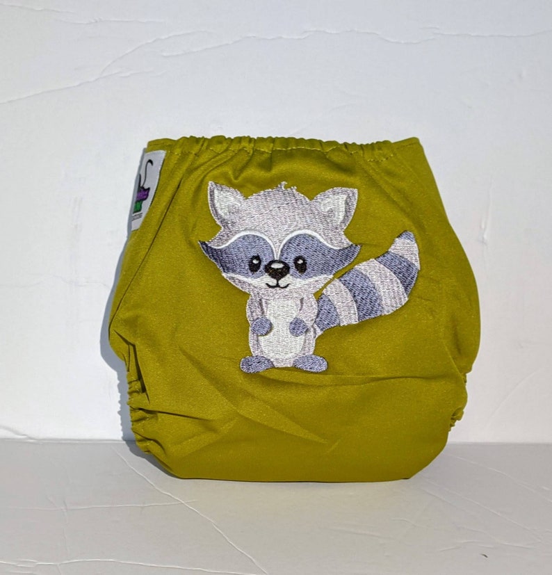Raccoon Cloth Diaper Embroidered Cloth Diaper Funny Baby Etsy