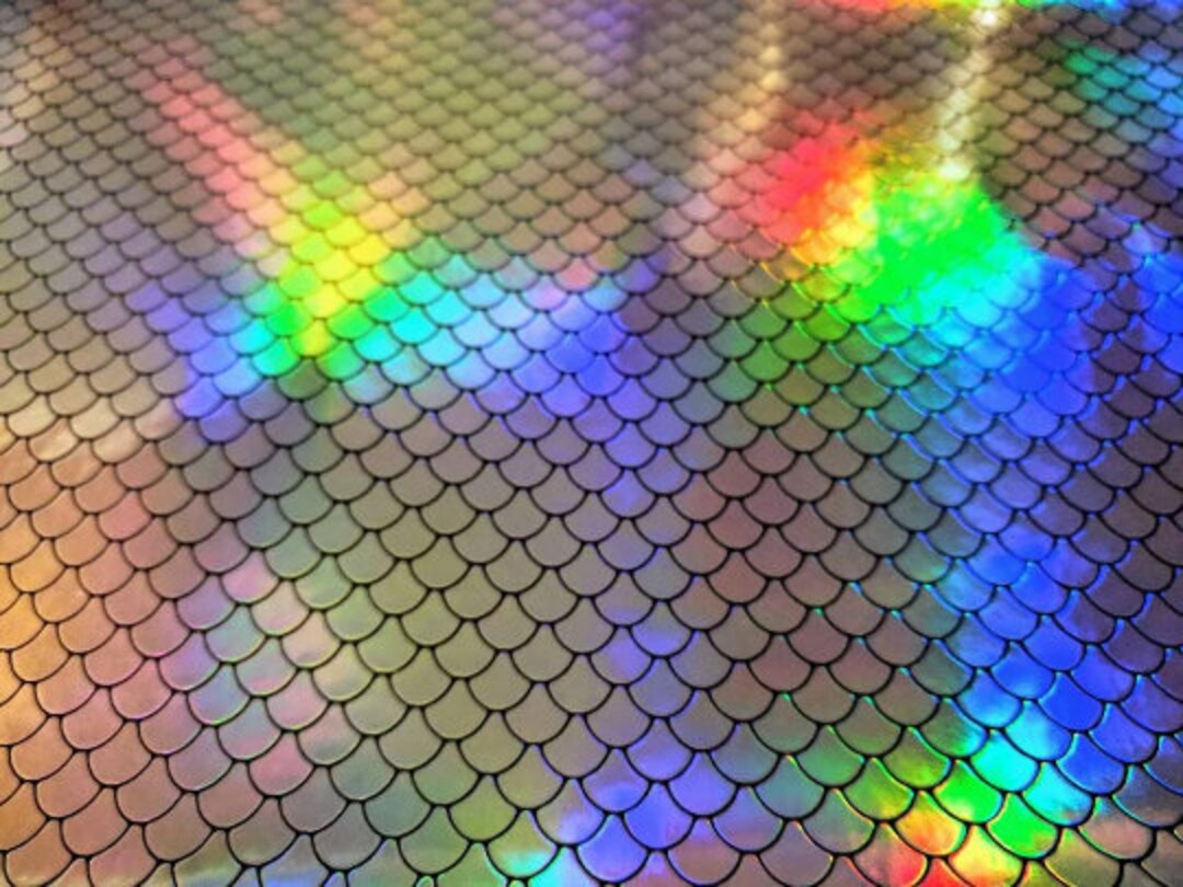 Silver Scales Holograph Vinyl Embroidery Glitter Vinyl Canvas Backed