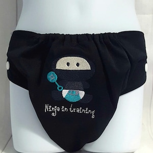 Ninja Baby Cloth Diaper - Ninja in Training - Embroidered Cloth Diaper Pocket Nappy  - Funny Diaper Cover - Embroidered Bloomers