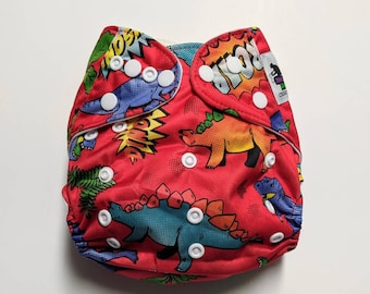 Doek dinosaurusluier - stoffen luier - stoffen luierinzet - stoffen luierzak - babykleding - kraamcadeau - stoffen luier