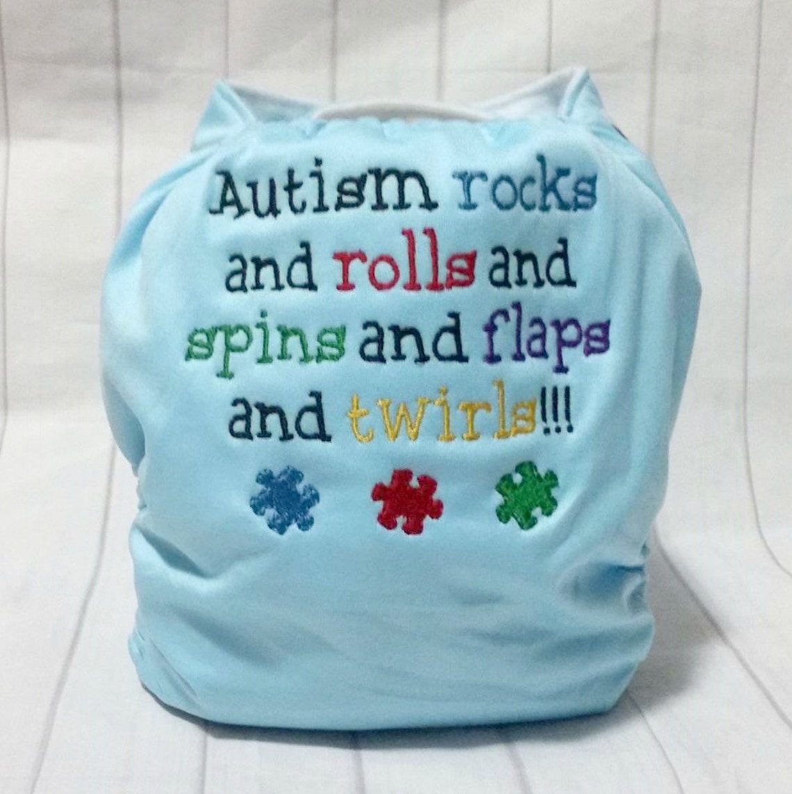 Autism Rocks Embroidered Cloth Diaper Puzzle Cloth Diaper Etsy