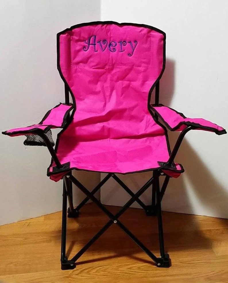 Personalized Camping Gift Toddler Monogrammed Kids Folding Chair Children Camping Chair Kids Sports Chair Outdoor Birthday Present Pink Chair