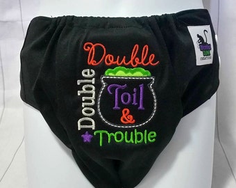 Halloween Cloth Diaper - Embroidered Cloth Diaper - Baby Shower - Cloth Diaper - Witch Diaper Cover - Embroidered Halloween Bloomers