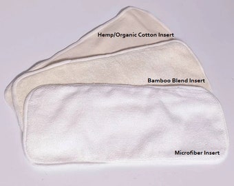 Cloth Diaper Inserts, Microfiber Insert, Bamboo Blend Insert, Hemp Organic Cotton Insert, Cloth Nappy Pad