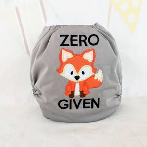 Zero Fox Given Tygblöja - Broderad Tygblöja - Rolig Baby Tygblöja - Fox Blöja - Woodland Tygblöja - Pocketblöja bild 1