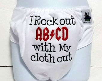 Embroidered Cloth Diaper - Rock Out Cloth Diaper - Baby Shower Gift - Embroidered Baby Cloth Diaper - Embroidered Bloomers - Diaper Cover