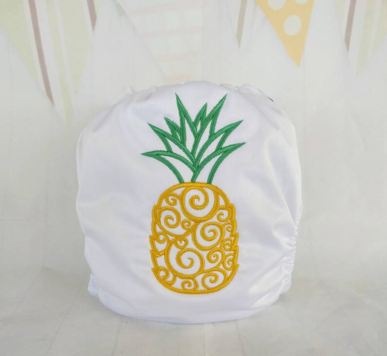 Pineapple Embroidered Cloth Diaper Cute Embroidered Diaper Embroidered Pocket Nappy Embroidered Bloomers Avo-cuddle Diaper Cover image 1