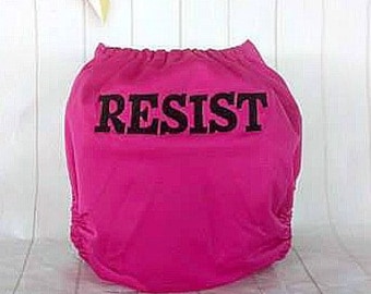 Resist Cloth Diaper - Donation Item - March on DC Nappy Pocket - Protest Baby Cloth Diaper - Feminist Diaper -  Resistance Diaper