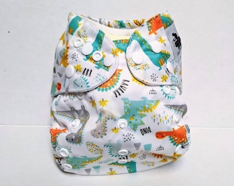 Doek dinosaurusluier - stoffen luier - stoffen luierinzet - stoffen luierzak - babykleding - kraamcadeau - stoffen luier