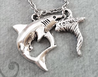 Shark Necklace Shark Jewelry Shark Charm Necklace Shark Pendant Necklace Animal Necklace Animal Jewelry Ocean Necklace Tornado Necklace