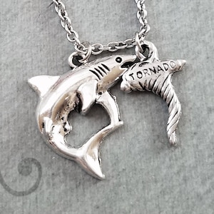 Shark Necklace Shark Jewelry Shark Charm Necklace Shark Pendant Necklace Animal Necklace Animal Jewelry Ocean Necklace Tornado Necklace