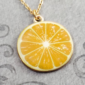 Lemon Necklace Lemon Jewelry Lemon Slice Charm Necklace Yellow Lemon Pendant Necklace Citrus Fruit Necklace Food Jewelry Fruit Jewelry Gift