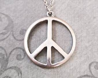 Peace Sign Necklace Hippie Necklace Retro Necklace Boho Jewelry Groovy Jewelry Peace Sign Pendant Peace Sign Charm Necklace Gift for Her