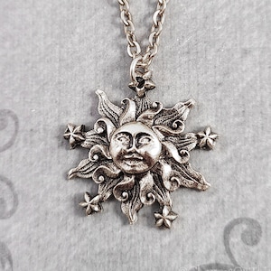 Celestial Sun Necklace SMALL Sun Charm Necklace Celestial Jewelry Sun Pendant Necklace Sun Jewelry Women&#39;s Jewelry Stars Sun Gift for Her