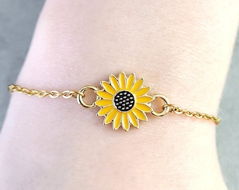 Linx Yellow Gold Snake Chain Bracelet With Sunflower Themed  display picture 1