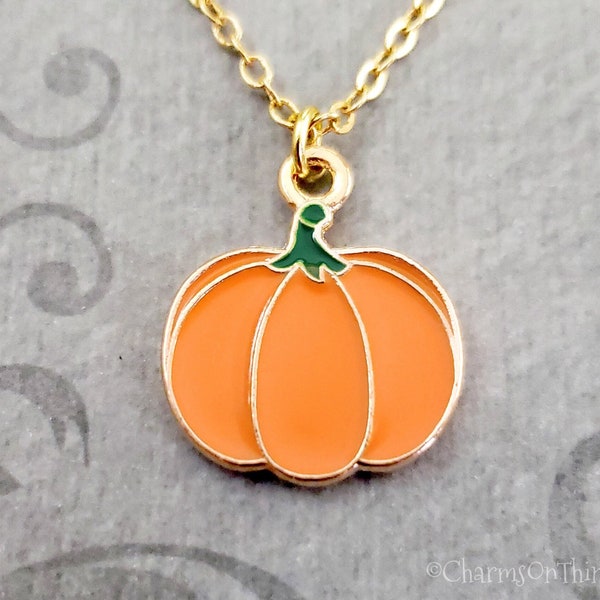 Pumpkin Necklace Orange Pumpkin Charm Necklace Gothic Jewelry Halloween Jewelry Autumn Fall Jewelry SMALL Pumpkin Pendant Gift for Her