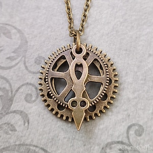 Gear Necklace Bronze Clock Gears Charm Necklace Gear Jewelry SMALL Cogs and Gears Necklace Gear Pendant Necklace Steampunk Jewelry Gift