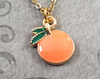 Orange Necklace SMALL Cute Orange Charm Women's Pendant Necklace Fruit Necklace Minimalist Bridesmaid Jewelry Gift for Her Under 30 Florida