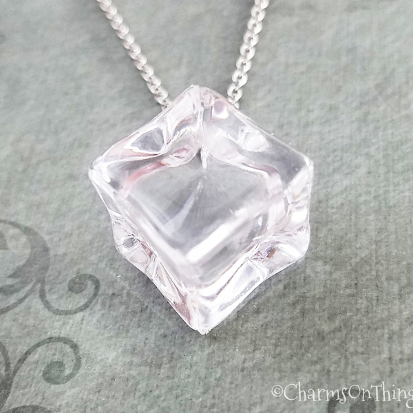 Ice Cube Necklace Ice Cube Charm Necklace Block of Ice Necklace Ice Jewelry Ice Cube Pendant Necklace Clear Ice Cube Gift Ice Gift for Her