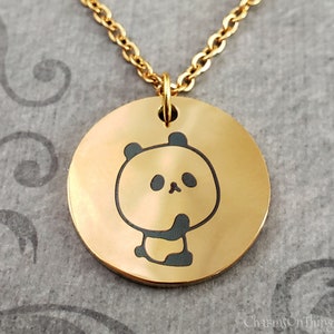 Panda Halskette Panda Schmuck KLEINER Panda Charm Halskette Süßer Panda Anhänger Halskette Tierschmuck Panda Geschenk für Sie Gravur Halskette